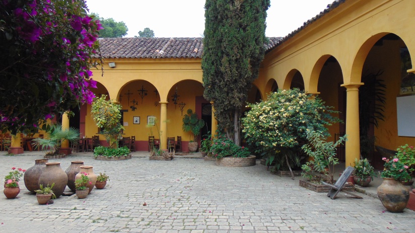 Picture of the court yard of Na bolom museum in San Cristobal de las Casas Mexico